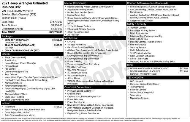 2021 Jeep Wrangler Unlimited Unlimited Rubicon 392 4x4