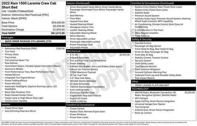 2022 RAM 1500 Laramie 4x4 Crew Cab 5'7" Box