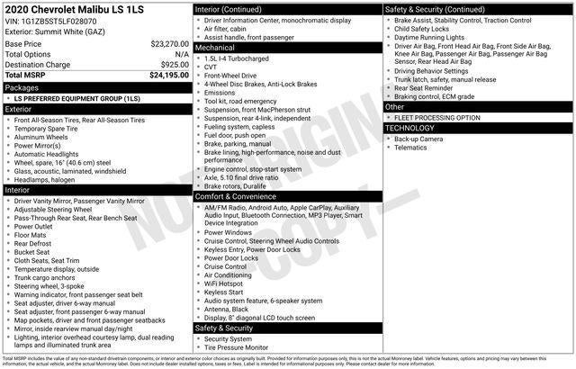 2020 Chevrolet Malibu LS