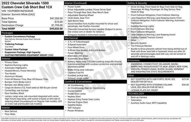 2022 Chevrolet Silverado 1500 Crew Cab Short Box 4-Wheel Drive Custom