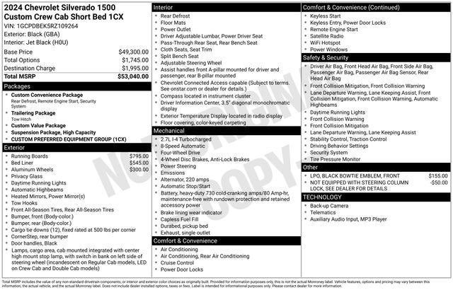 2024 Chevrolet Silverado 1500 Crew Cab Short Box 4-Wheel Drive Custom