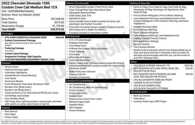 2022 Chevrolet Silverado 1500 Crew Cab Standard Box 4-Wheel Drive Custom