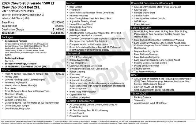 2024 Chevrolet Silverado 1500 Crew Cab Short Box 4-Wheel Drive LT 2FL