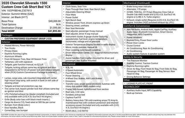 2020 Chevrolet Silverado 1500 Crew Cab Short Box 4-Wheel Drive Custom