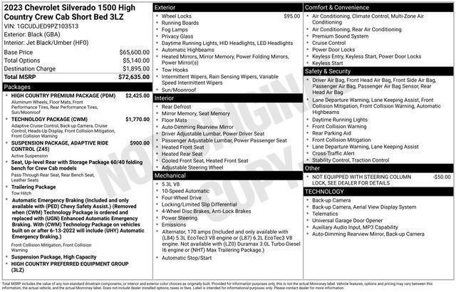 2023 Chevrolet Silverado 1500 Crew Cab Short Box 4-Wheel Drive High Country