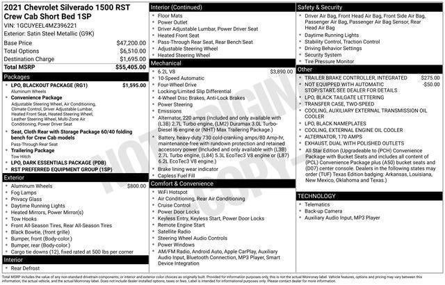 2021 Chevrolet Silverado 1500 Crew Cab Short Box 4-Wheel Drive RST All Star Edition