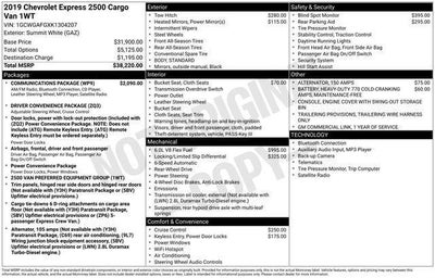 2019 Chevrolet Express Cargo 2500 2500 Regular Wheelbase Rear-Wheel Drive