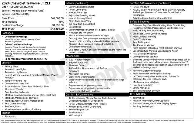 2024 Chevrolet Traverse LT w/2LT