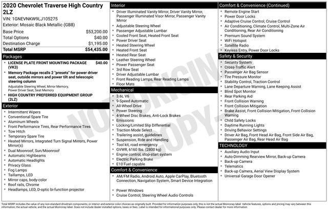 2020 Chevrolet Traverse AWD 2LZ