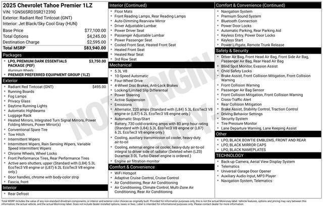 2025 Chevrolet Tahoe 4WD Premier