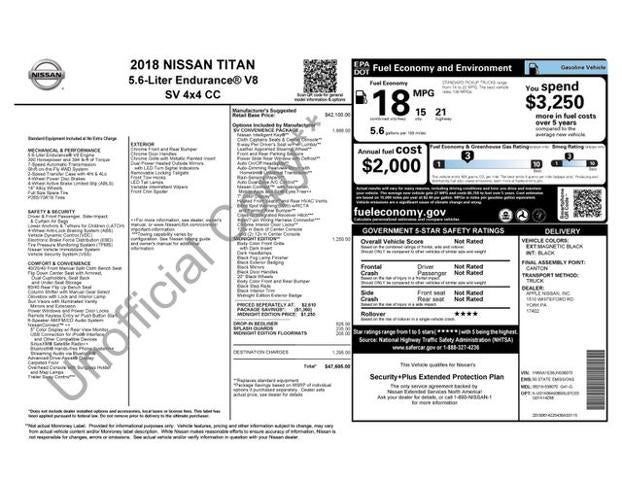 2018 Nissan Titan 4x4 Crew Cab SV