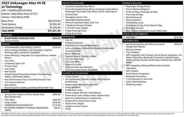 2023 Volkswagen Atlas 3.6L V6 SE w/Technology 4MOTION