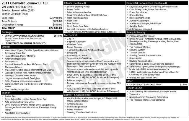 2011 Chevrolet Equinox AWD 4dr 1LT
