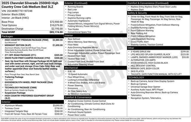 2025 Chevrolet Silverado 2500 HD Crew Cab Standard Box 4-Wheel Drive High Country