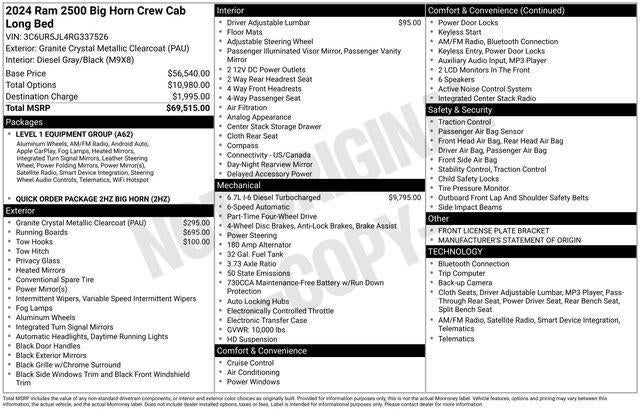 2024 RAM 2500 Big Horn 4x4 Crew Cab 8' Box