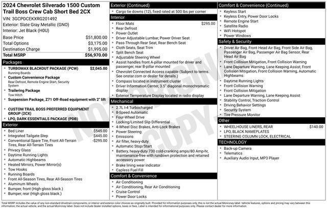 2024 Chevrolet Silverado 1500 Crew Cab Short Box 4-Wheel Drive Custom Trail Boss