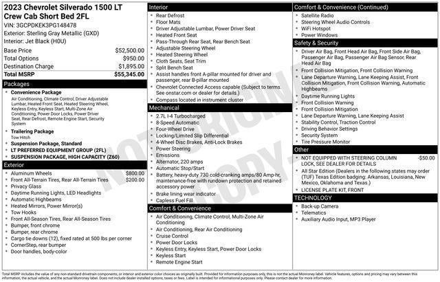 2023 Chevrolet Silverado 1500 Crew Cab Short Box 4-Wheel Drive LT 2FL