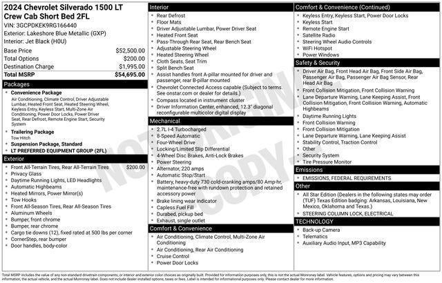 2024 Chevrolet Silverado 1500 Crew Cab Short Box 4-Wheel Drive LT 2FL