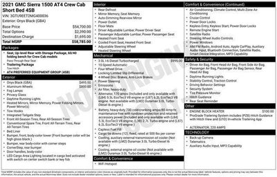 2021 GMC Sierra 1500 Crew Cab Short Box 4-Wheel Drive AT4