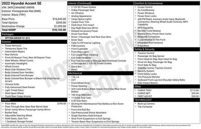2022 Hyundai Accent SE Sedan IVT