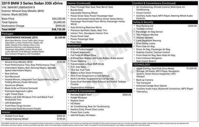 2019 BMW 3 Series Sedan North America