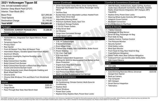 2021 Volkswagen Tiguan 2.0T SE FWD