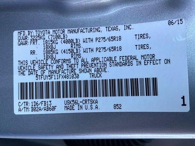 2015 Toyota Tundra 4WD Truck 4WD Double Cab Standard Bed 5.7L V8 SR5 (Natl)