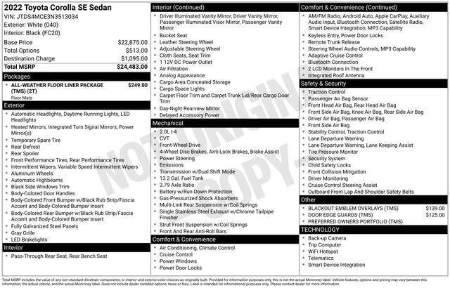 2022 Toyota Corolla SE CVT (Natl)