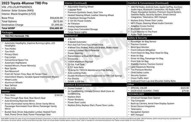 2023 Toyota 4Runner TRD Pro 4WD (Natl)