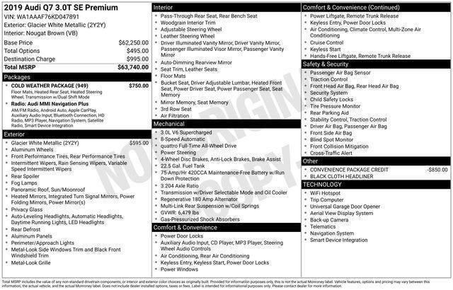 2019 Audi Q7 SE Premium 55 TFSI quattro