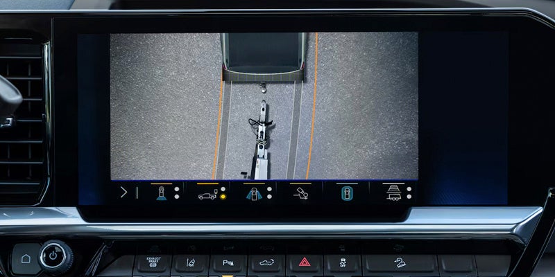 Interior design of a Chevrolet Silverado 3500HD showcasing it's backup camera