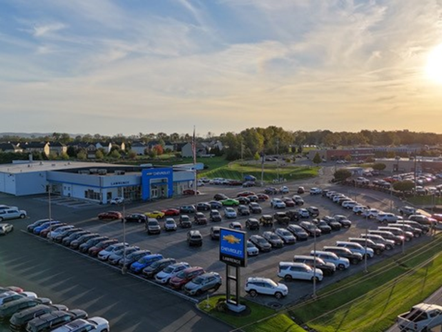 Chevrolet showroom with parked cars outside